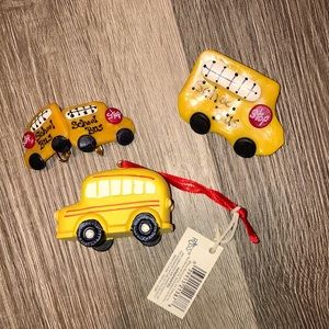 🍎🚌 Teacher Gift! Earrings, Brooch and Christmas Ornament